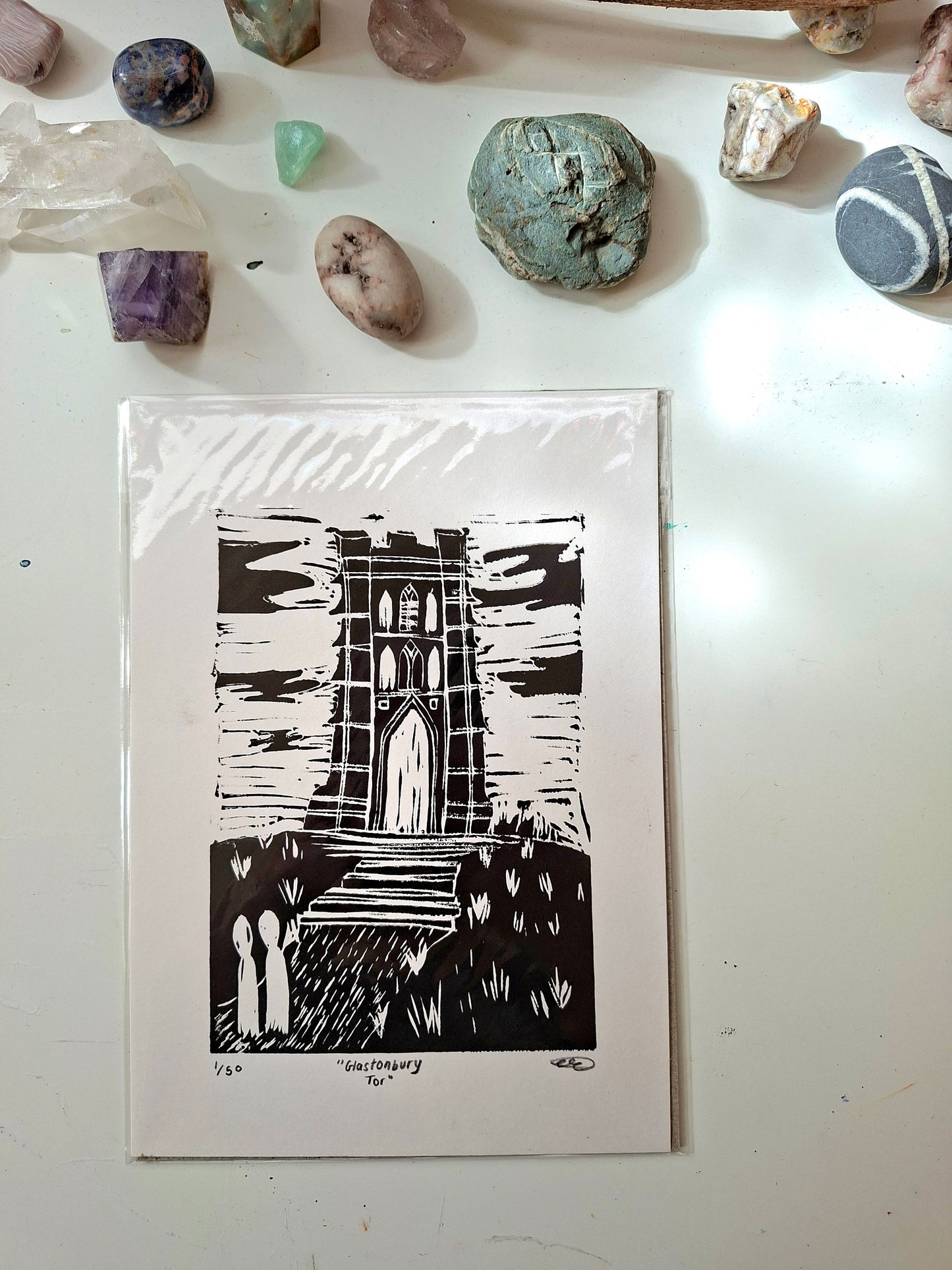 Glastonbury Tor - Linocut Print
