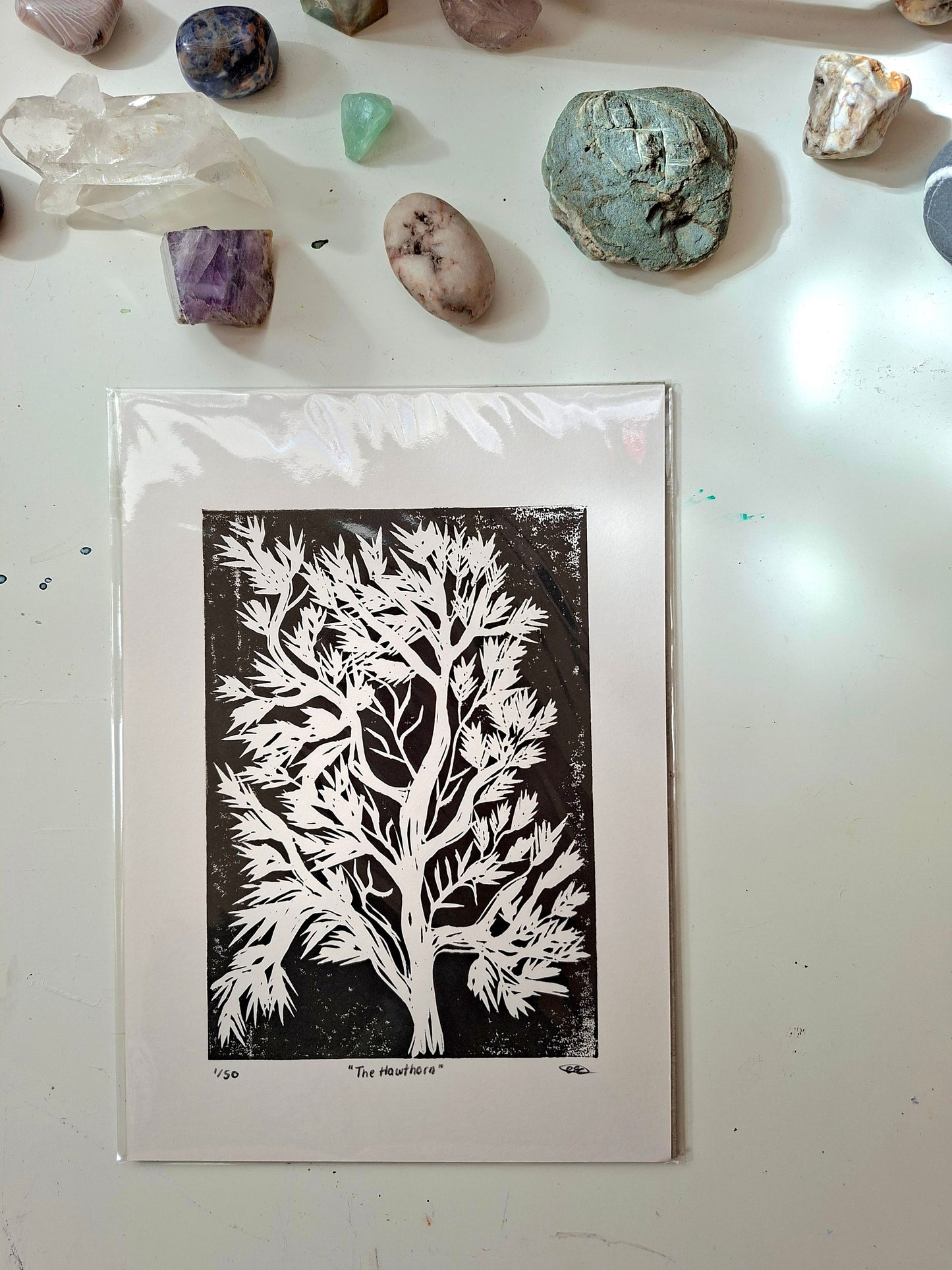 The Hawthorn - Linocut Print