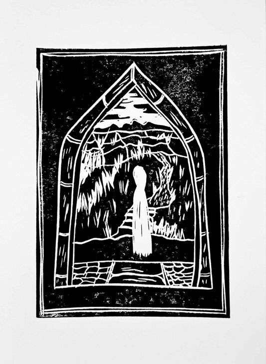 The Lookout - Linocut Print