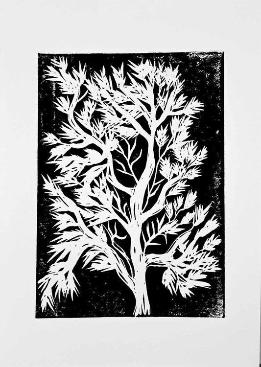 The Hawthorn - Linocut Print