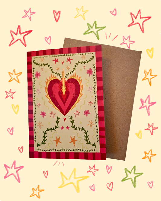 Burning Heart A6 Greeting Card